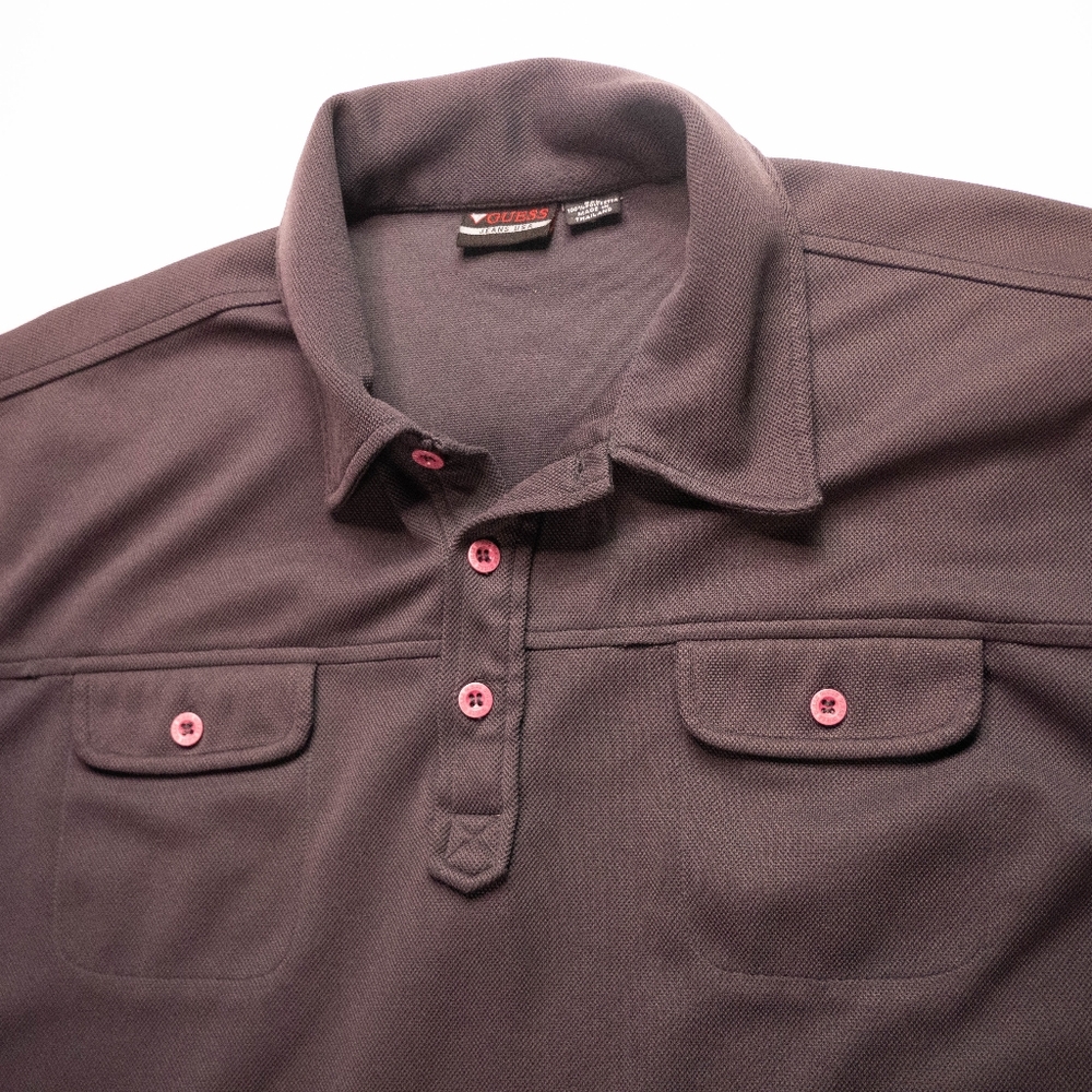 Guess Jeans USA Mens 2XL XXL Black Short Sleeve Polo Shirt - Picture 3 of 12